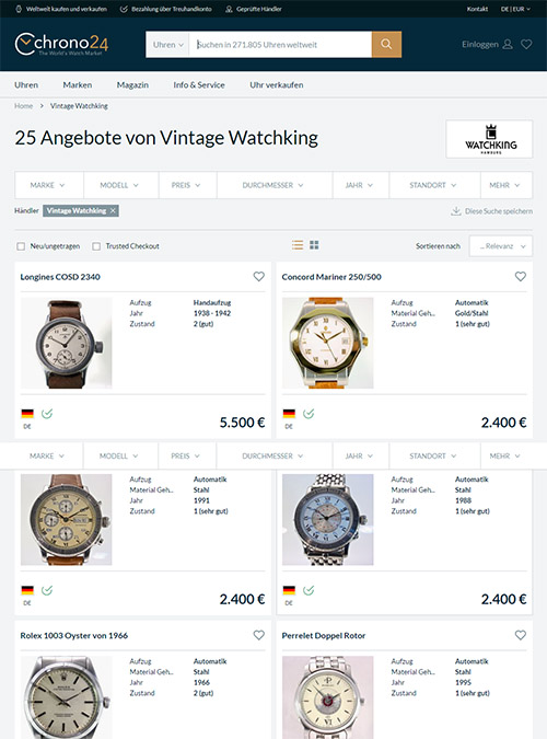 Vintage Uhren Shop bei Chrono24